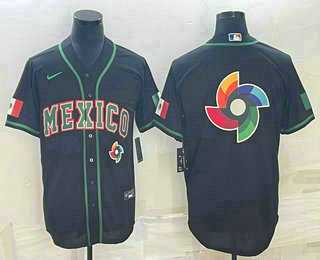 Mens Mexico Baseball 2023 Black World Big Logo Classic Stitched Jersey->2023 world baseball classic->MLB Jersey